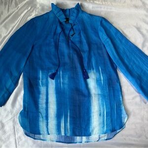 Carlisle Collection blouse Blue Rye Dye Stretch Shirt